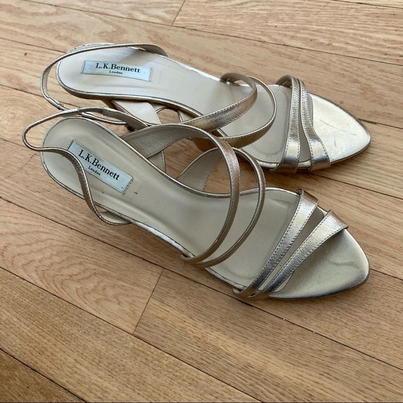 LK Bennett gold metallic strap heels sandals - Picture 2 of 5